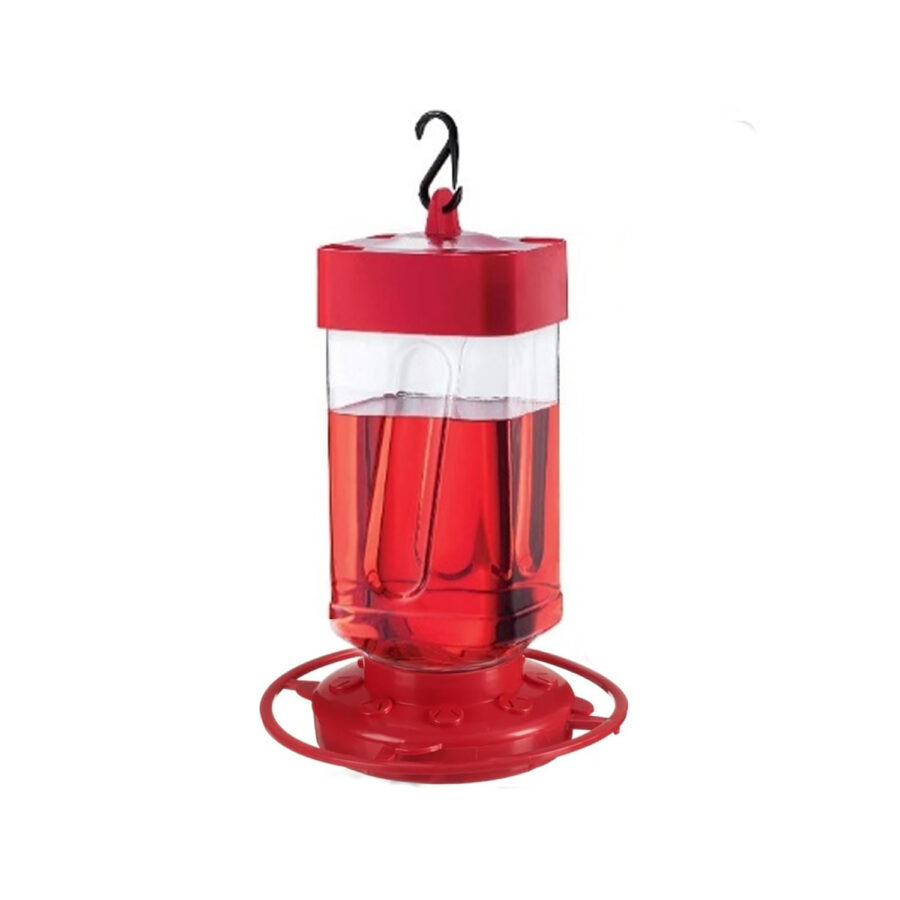 First Nature 16-Ounce Hummingbird Feeder - Red Flower Feeder With 10 Feeding Ports